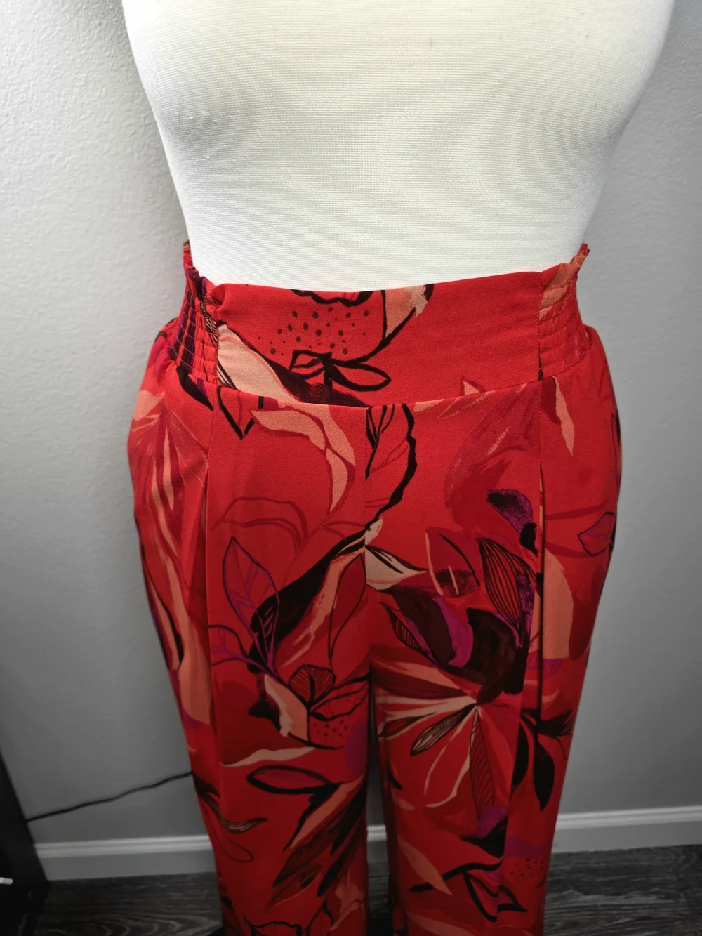 a new day Red Floral Wide-Leg Pants with Pink & Coral Accents